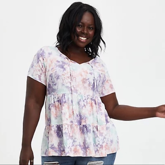 torrid Tops - Torrid Tie Dye Textured Stretch Rayon Babydoll